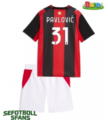 AC Milan Strahinja Pavlovic #31 Hemmaställ Barn 2026-27 Kortärmad (+ Korta byxor)